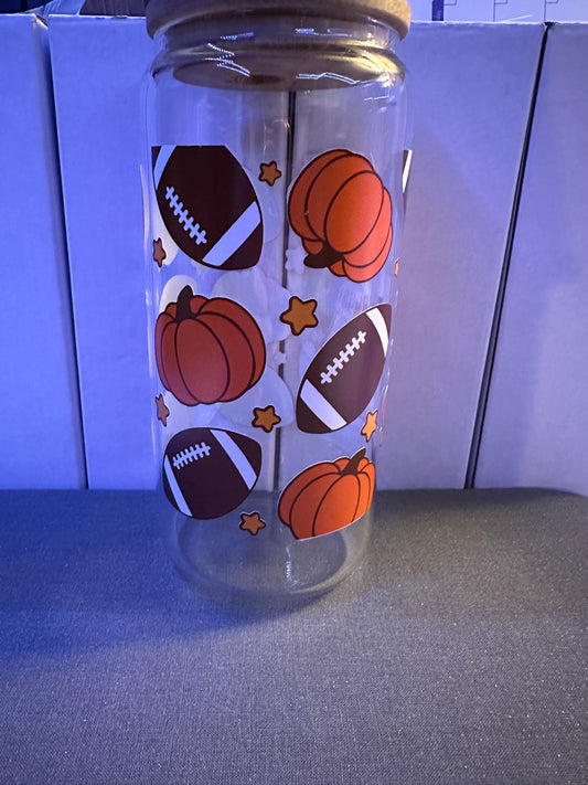 Football and Pumpkin Glass