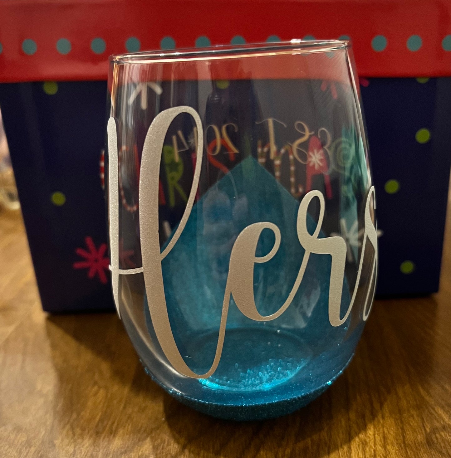 His and Her Glittered Wine Glass