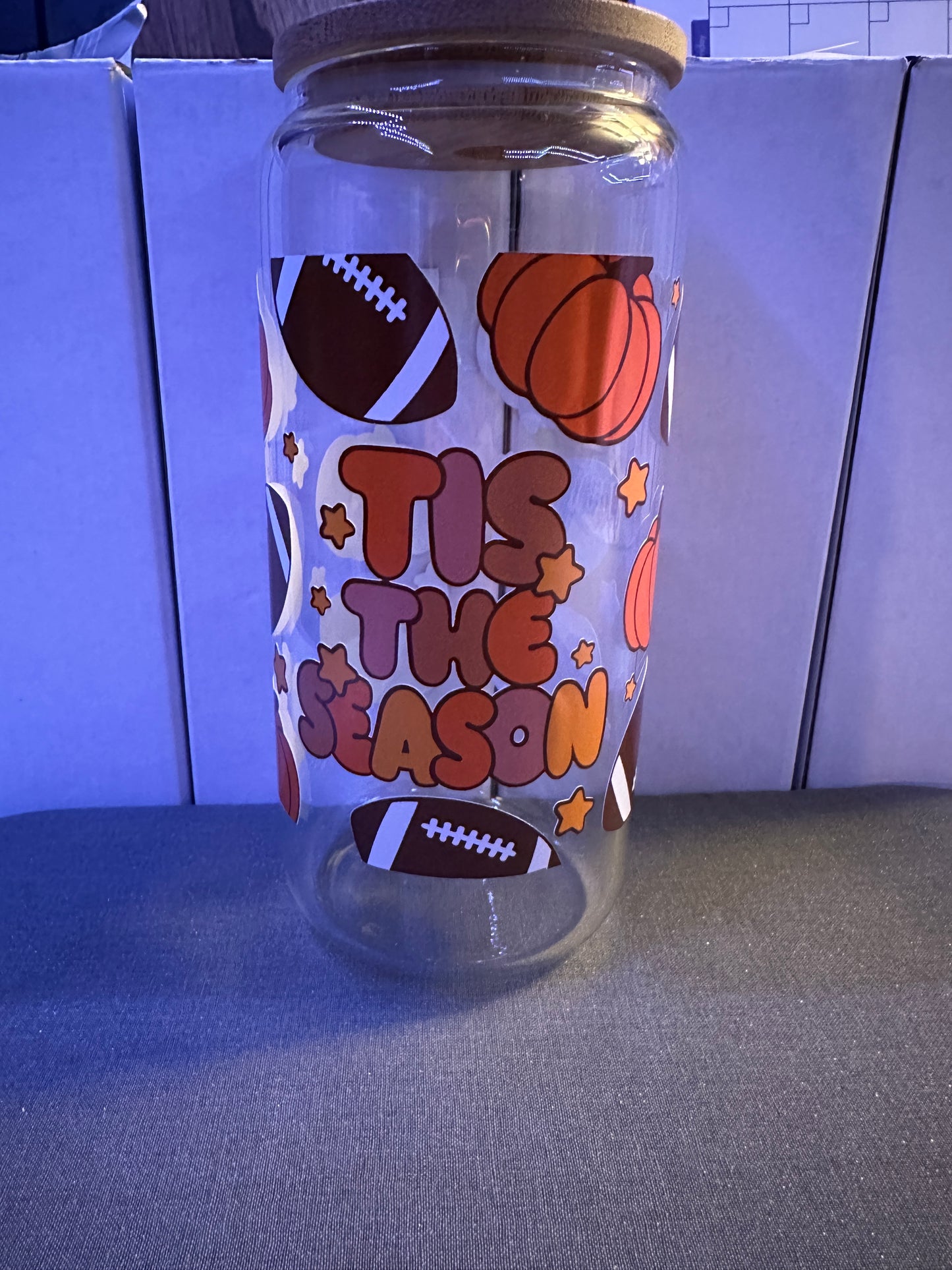 Football and Pumpkin Glass